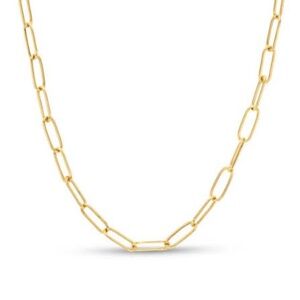 14k Italian Gold real Chain Necklace paperclip link 4.0 mm hollow real gold 14kt
